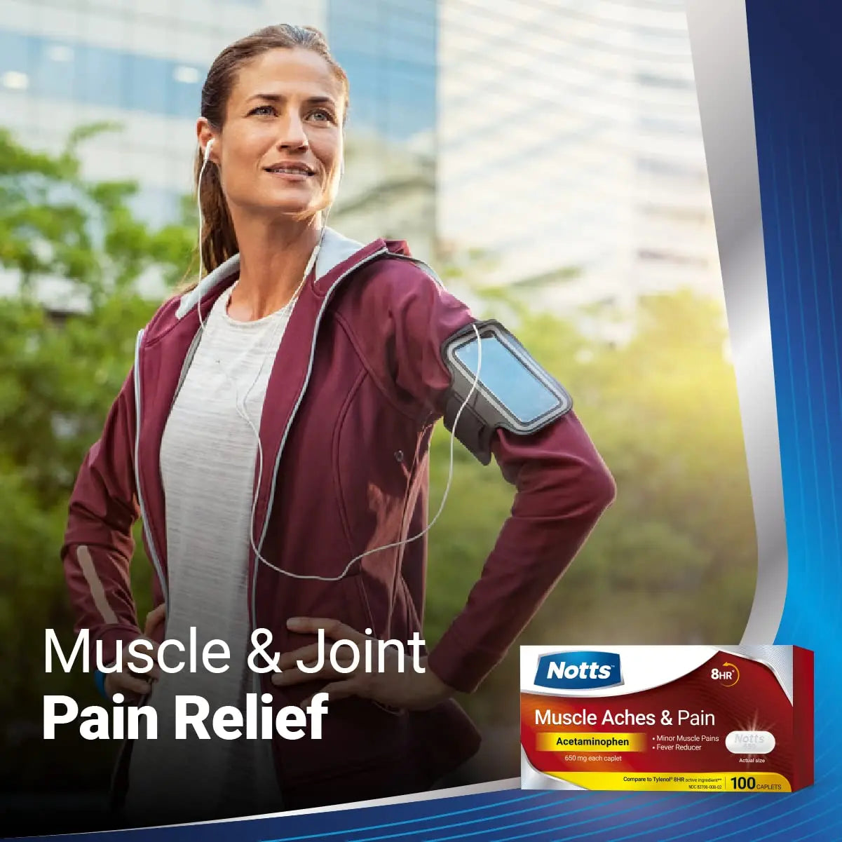 NOTTS Muscle Aches & Pain Acetaminophen 650 mg, 100 Count NOTTS Au supplements