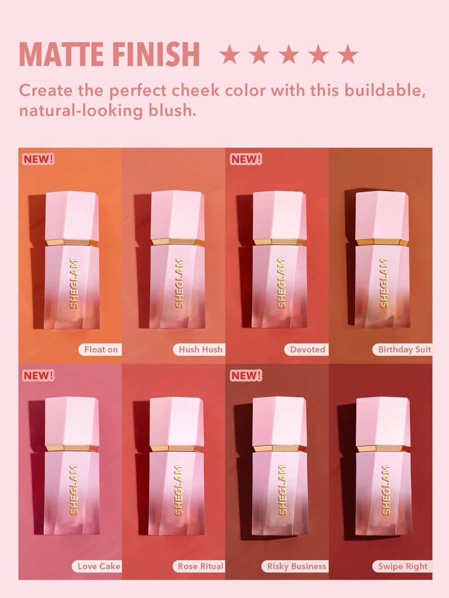 SHEGLAM Color Bloom Liquid Blush Makeup for Cheeks Matte Finish - Love Cake SHEGLAM Au supplements