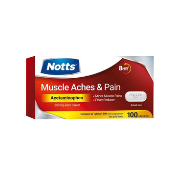 NOTTS Muscle Aches & Pain Acetaminophen 650 mg, 100 Count NOTTS Au supplements