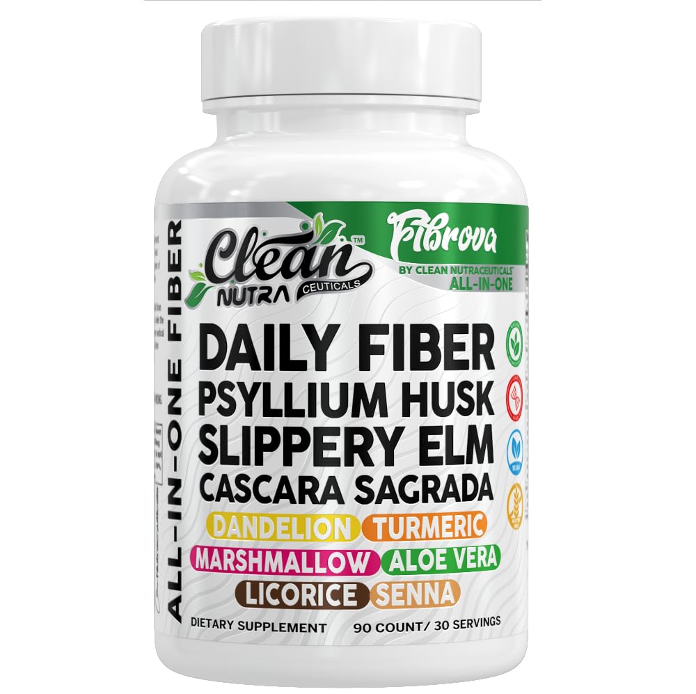Fiber Supplement Capsules Slippery Elm Psyllium Husk Cascara Sagrada Dandelion Root Turmeric Supplement Aloe Vera Licorice Senna Marshmallow Root Digestive Health Cleanse 90 Pills by Clean Nutra Clean Nutraceuticals Au supplements