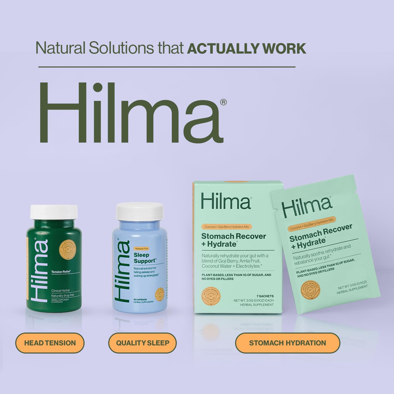 Hilma Natural Tension Headache Relief, Supplements with Magnesium, Boswellia and Feverfew, 50 Vegan Capsules Hilma Au supplements