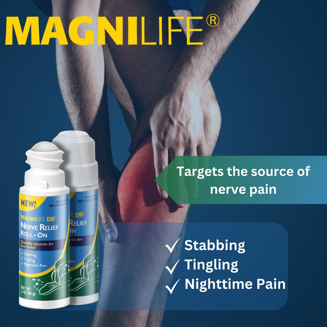 Magnilife DB Nerve Relief Roll On, 3 Oz, Topical Nerve Pain Relief for Feet, Legs, Hands & Arms, Helps Soothe Stabbing, Burning & Tingling Discomfort, Fast-Absorbing, Non-Greasy & Unscented Formula MagniLife Au supplements