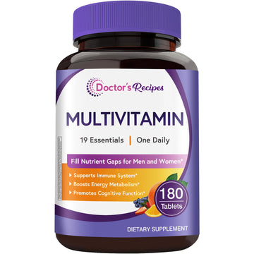 Doctor's Recipes Multivitamin for Women & Men, Immune, Energy & Brain Health Support, Vitamin A, C, D3, E, B6, B12, Folic Acid