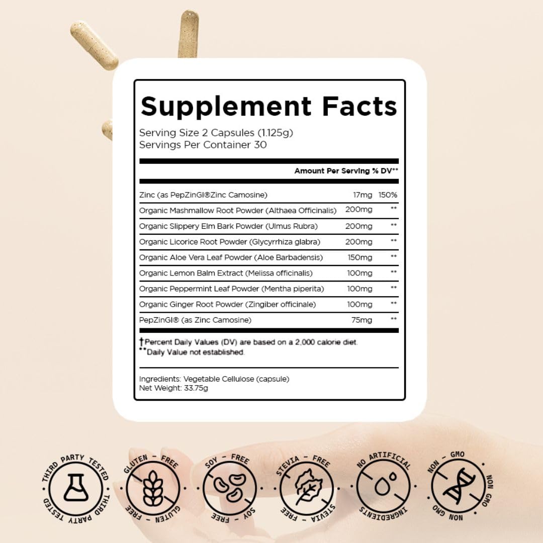 HOLISS Daily Gut Health Capsules – 8-in-1 All Natural Supplement, Lemon Balm, Bloat & Gas Relief, GI Lining Repair, Leaky Gut & Digestive Support – 60 Capsules HOLISS Au supplements