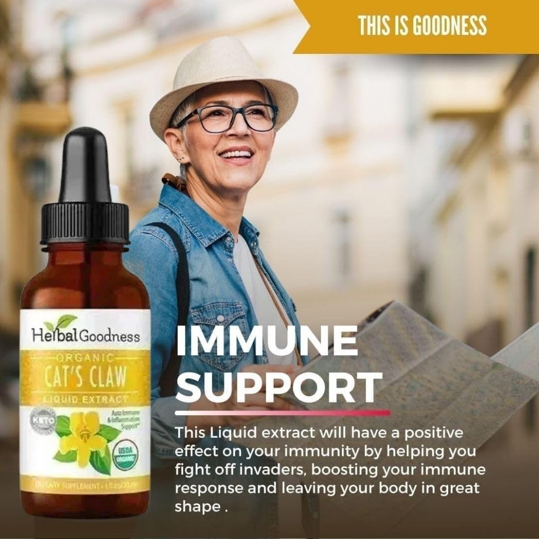 Cat's Claw Extract Joint Support - Herbal Supplement for Joint and Muscle Function, Immunity, Heart Support - Gluten Free - Superior Absorption - Organic Liquid 1oz - Herbal Goodness (1 bttl) Herbal Goodness Au supplements