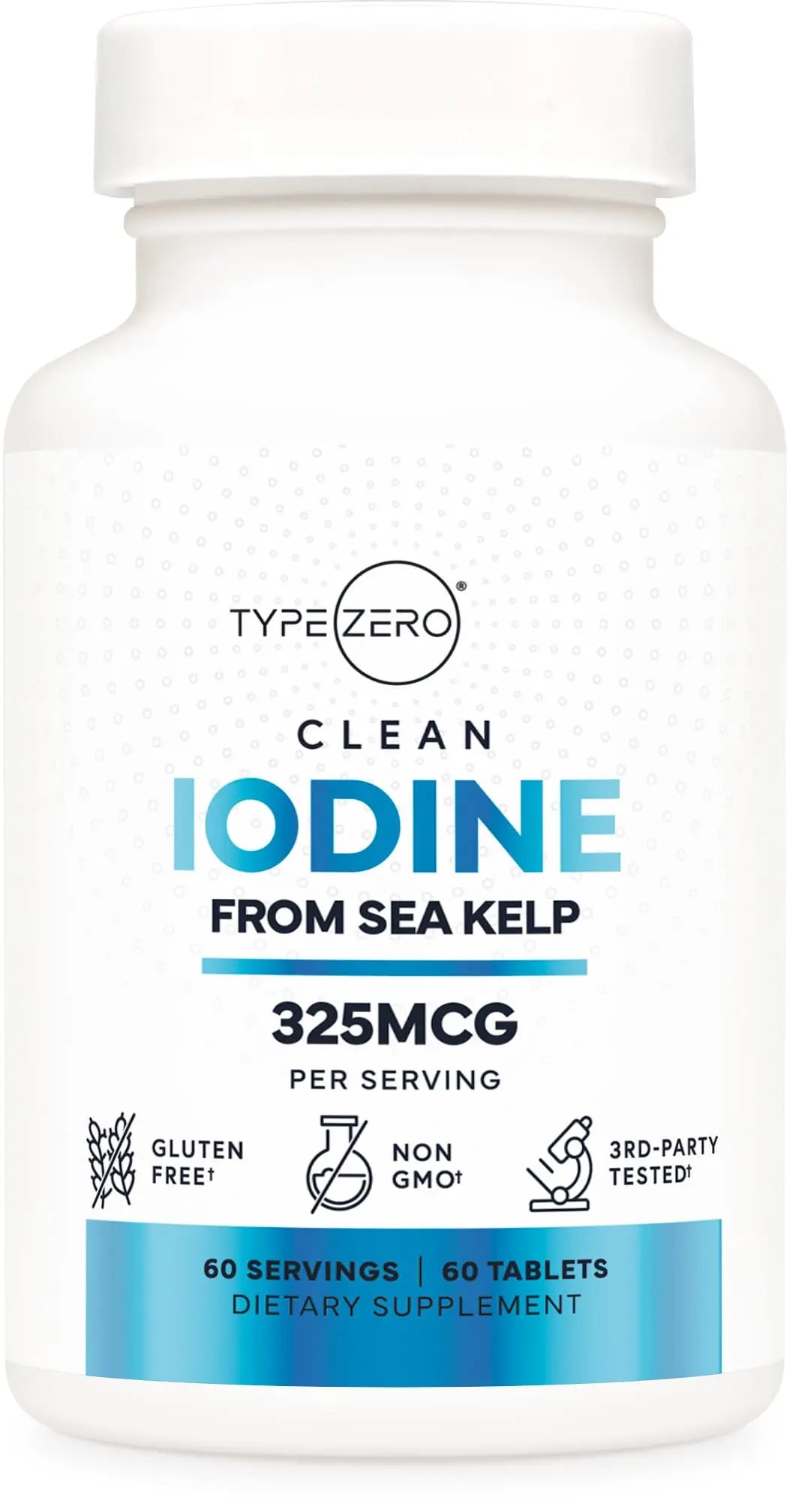 Type Zero Clean Iodine Tablets (60 Servings, 325 MCG Per Serving) - from Sea Kelp, Non-GMO, Gluten Free Type Zero Au supplements