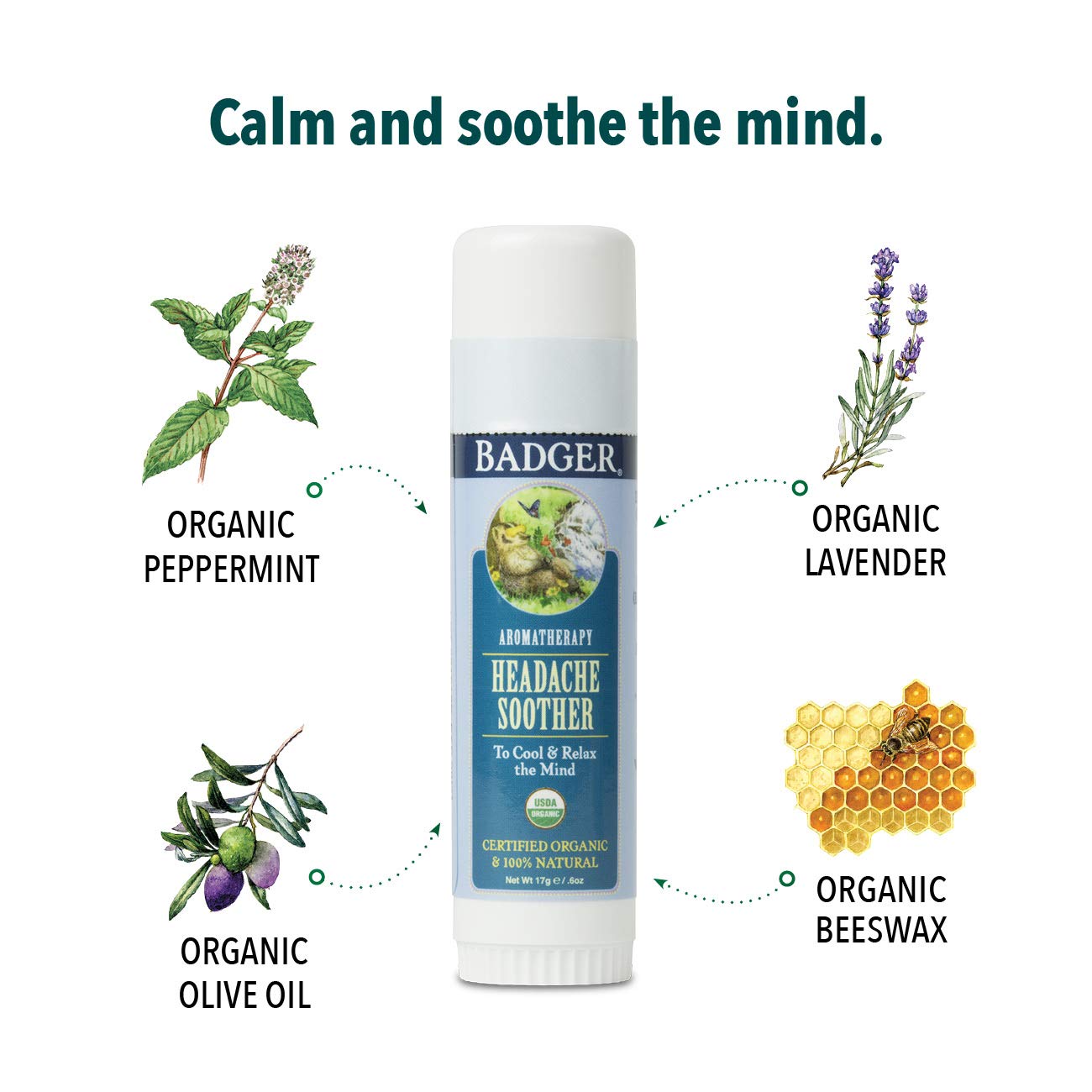 Badger Headache Soother - .6 oz Stick Badger Au supplements