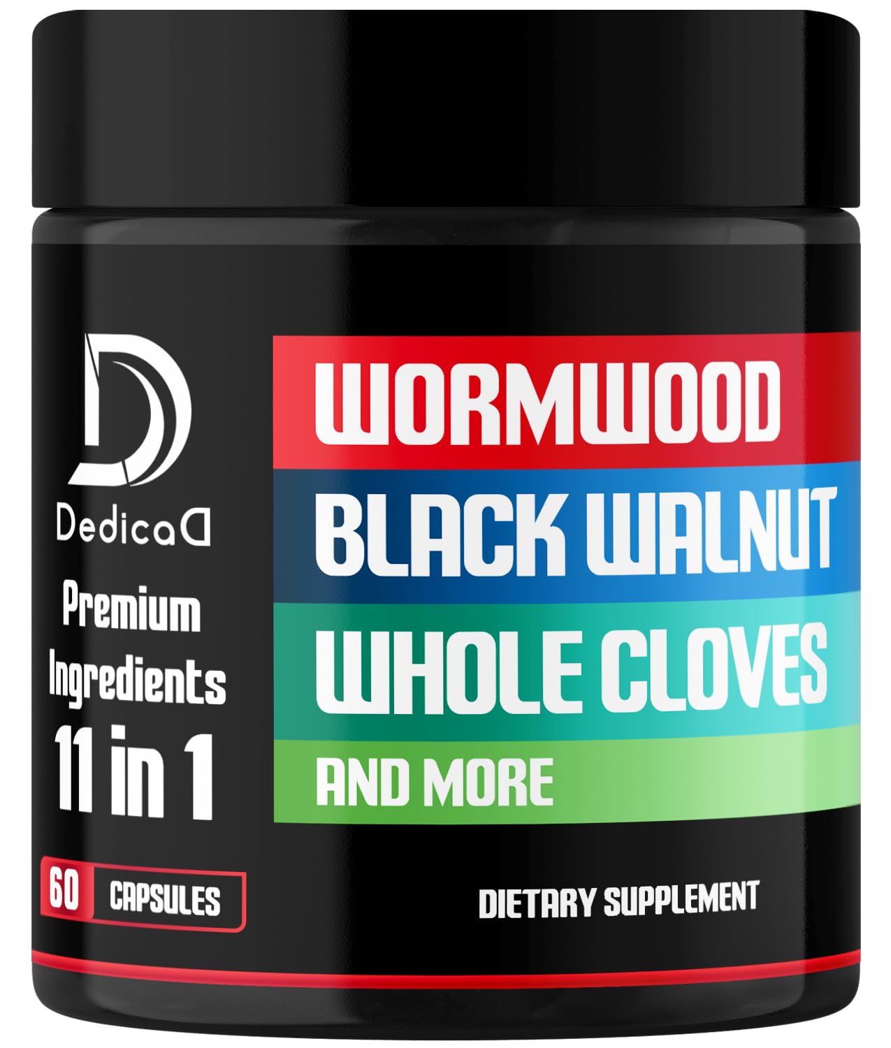 DEDICAD Wormwood Capsules Supplement - Extracted from Black Walnut, Cloves, Turmeric, Apple, Berberine HCl & More - 11 Ingredients Combined for Immune System, Body Management - 60 Capsules DEDICAD Au supplements