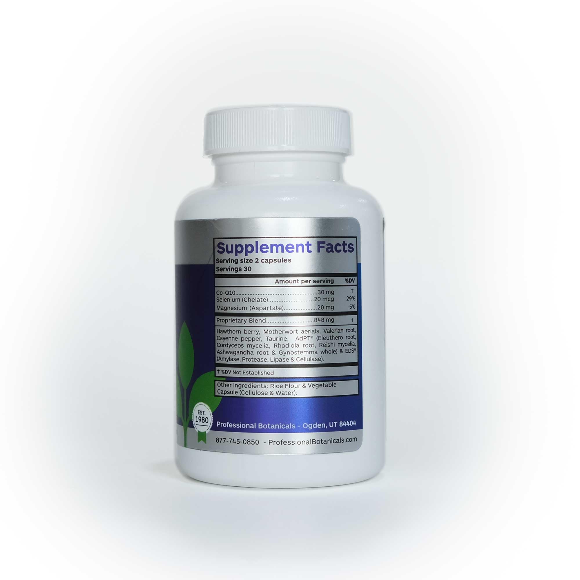 Professional Botanicals Cardio-CoQ CoQ10 - Vegan Formulated Coenzyme Q10 with Hawthorne Berry Valerian Root and Cayenne Pepper - 60 vegetarian capsules Professional Botanicals Au supplements