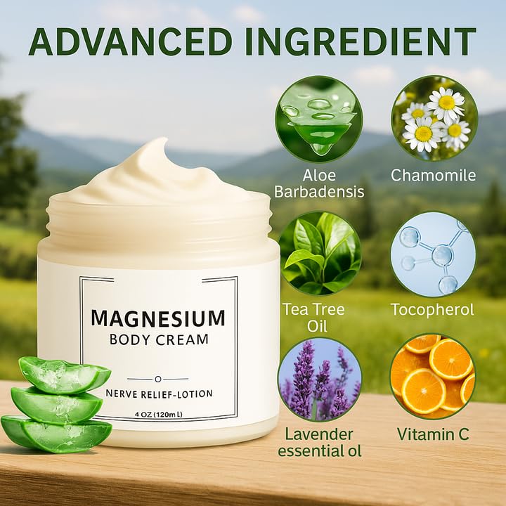 Neuropathy Cream | Nerve Relief Lotion for Feet, Legs & Hands | Magnesium Chloride with Aloe Vera Extract | Non-Greasy Formula for Day & Night Use | Thoughtful Gift for Mama, Dad, Men & Women (1) DFTLUUE Au supplements