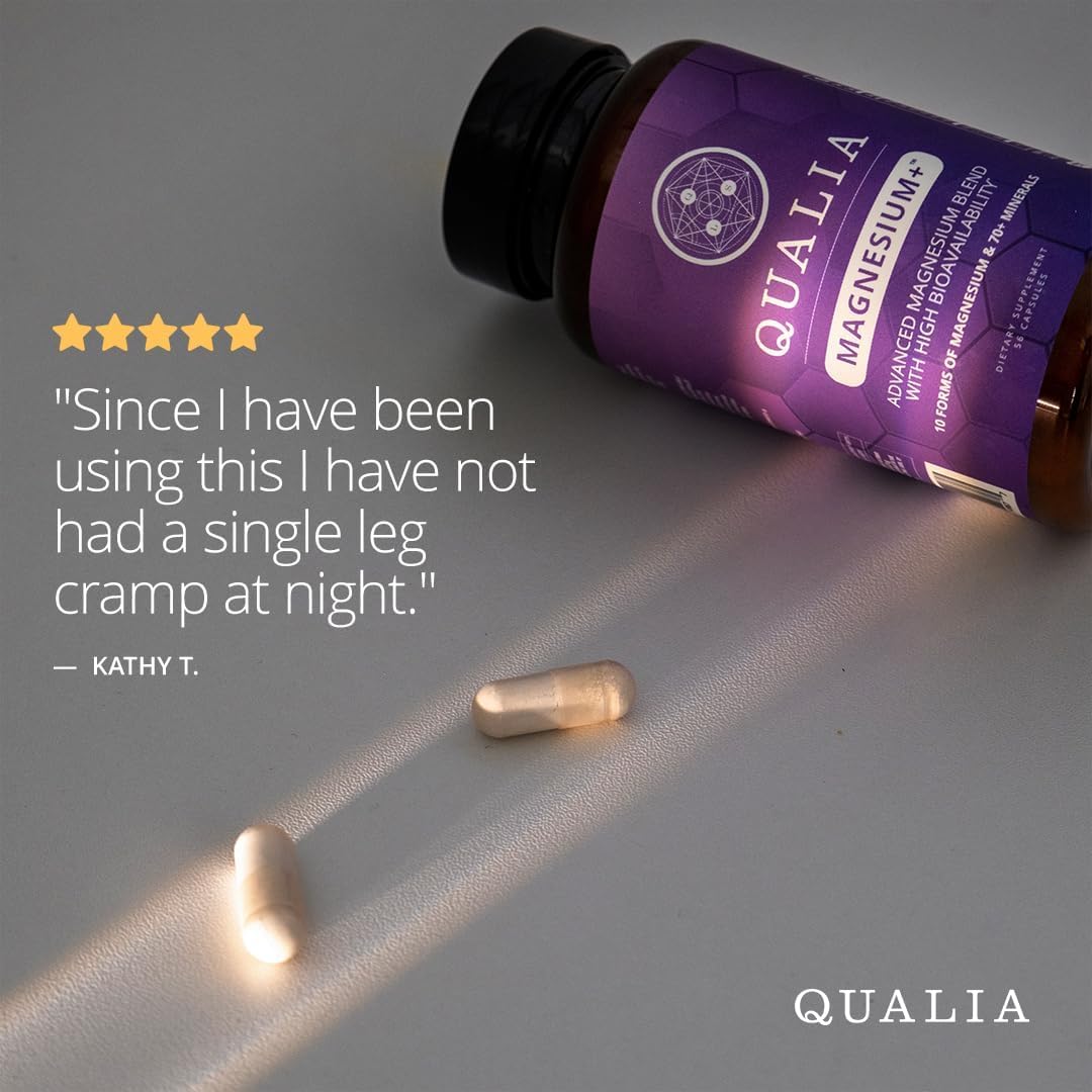 Qualia Magnesium+ | Doctor-Formulated. Premium Formula | High Bioavailability | 10 Forms of Magnesium & 70+ Minerals | Relaxed Mood, restful Sleep, & Exercise Recovery | 1 Month Supply QUALIA LIFE SCIENCES Au supplements