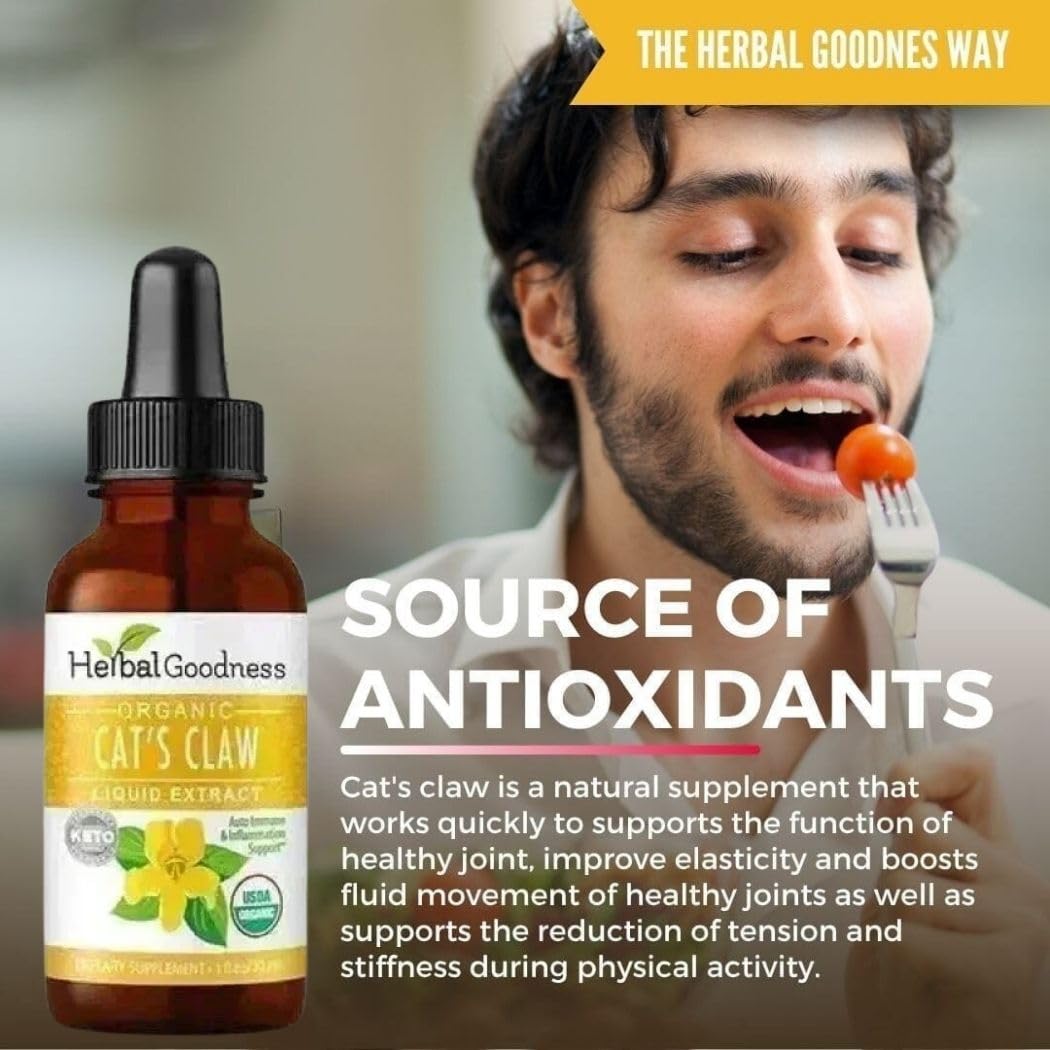 Cat's Claw Extract Joint Support - Herbal Supplement for Joint and Muscle Function, Immunity, Heart Support - Gluten Free - Superior Absorption - Organic Liquid 1oz - Herbal Goodness (1 bttl) Herbal Goodness Au supplements
