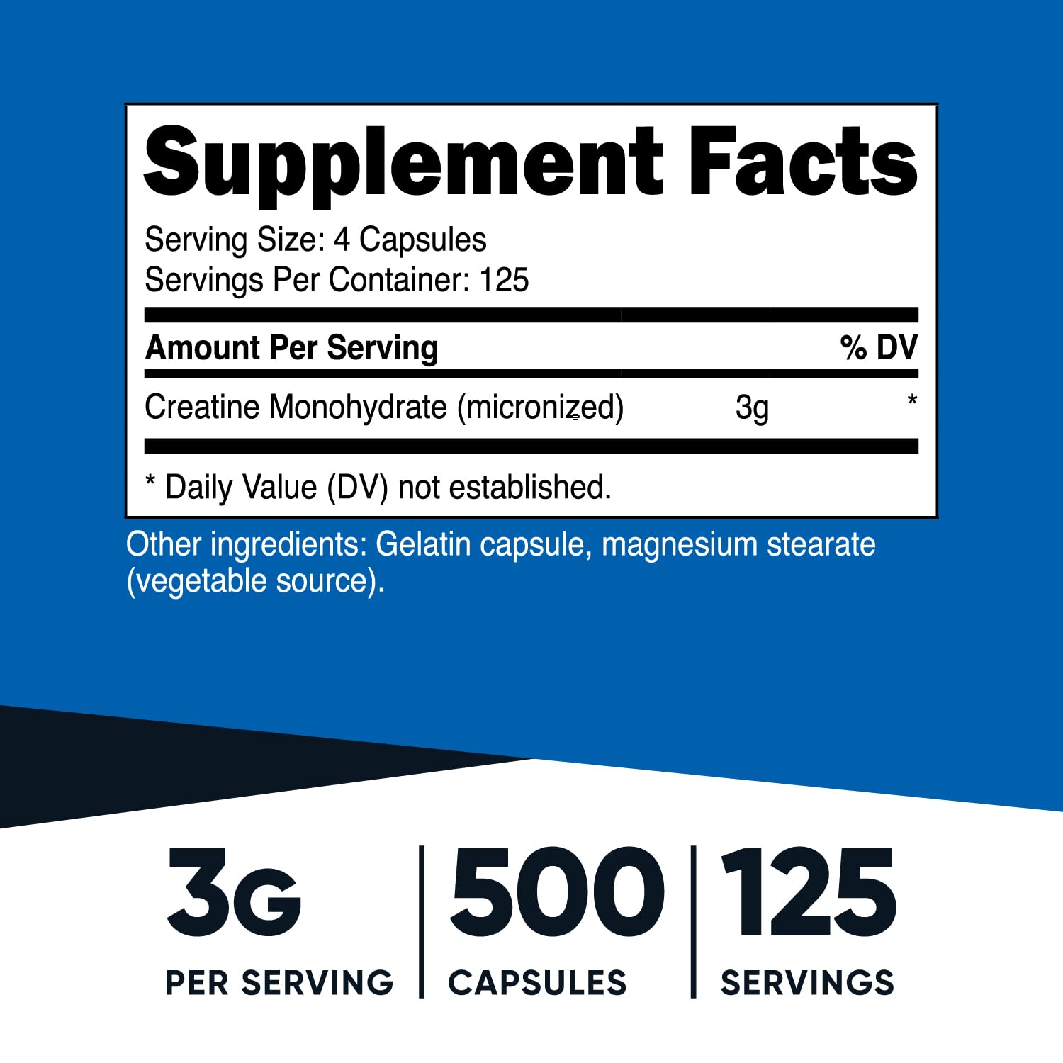 Nutricost Micronized Creatine Monohydrate 3,000mg 500 Capsules, 125 Servings Nutricost Au supplements