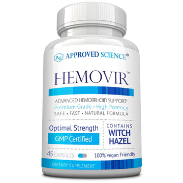 Approved Science Hemovir - Hemorrhoid Support Supplement - Witch Hazel, Horse Chestnut - 45 Capsules - 1 Bottle - Vegan Approved Science Au supplements
