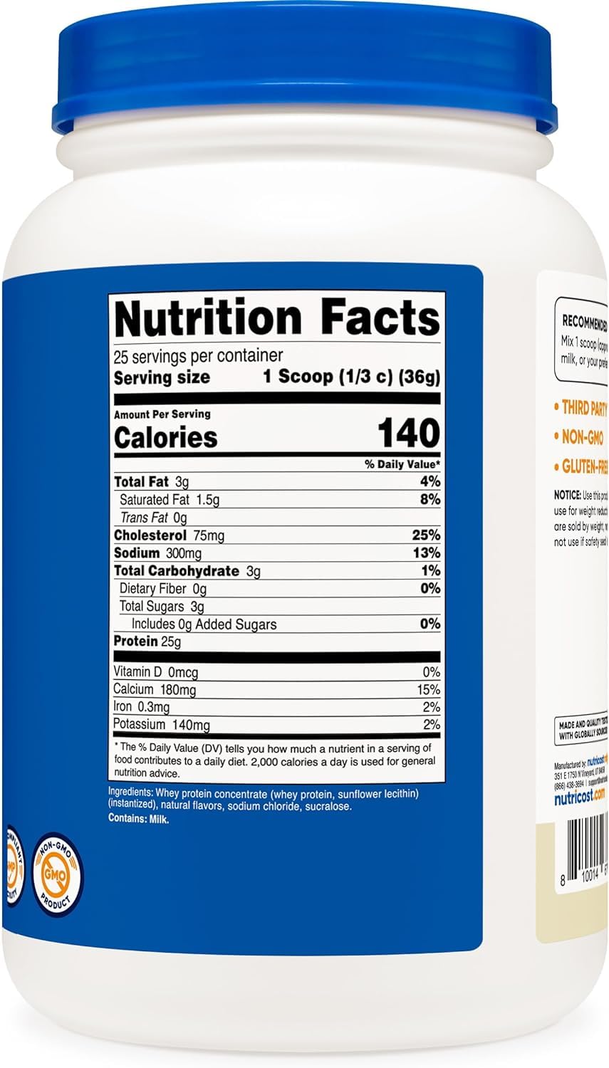 Nutricost Whey Protein Concentrate (Vanilla) 2LBS Nutricost Au supplements