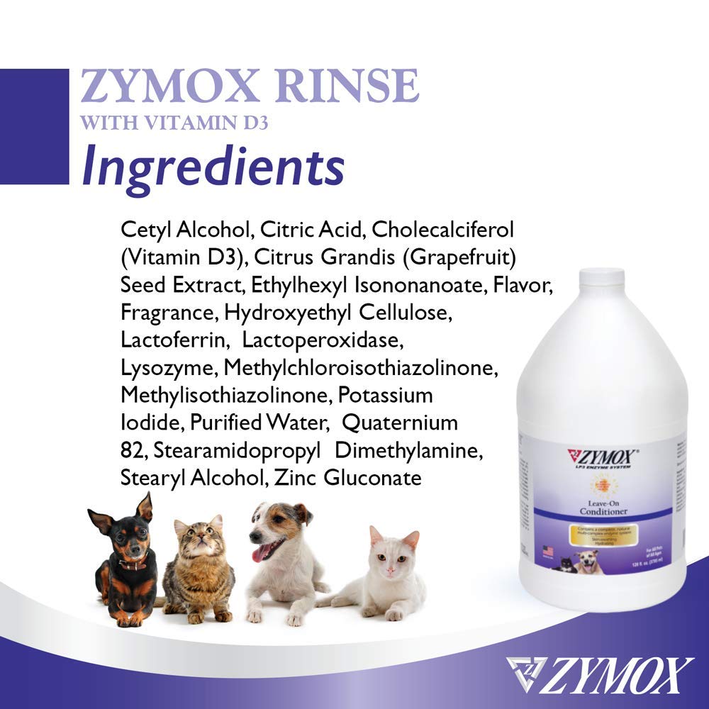 ZYMOX Leave-in Conditioner with Vitamin D3 for Cats & Dogs, 1gal Zymox Au supplements