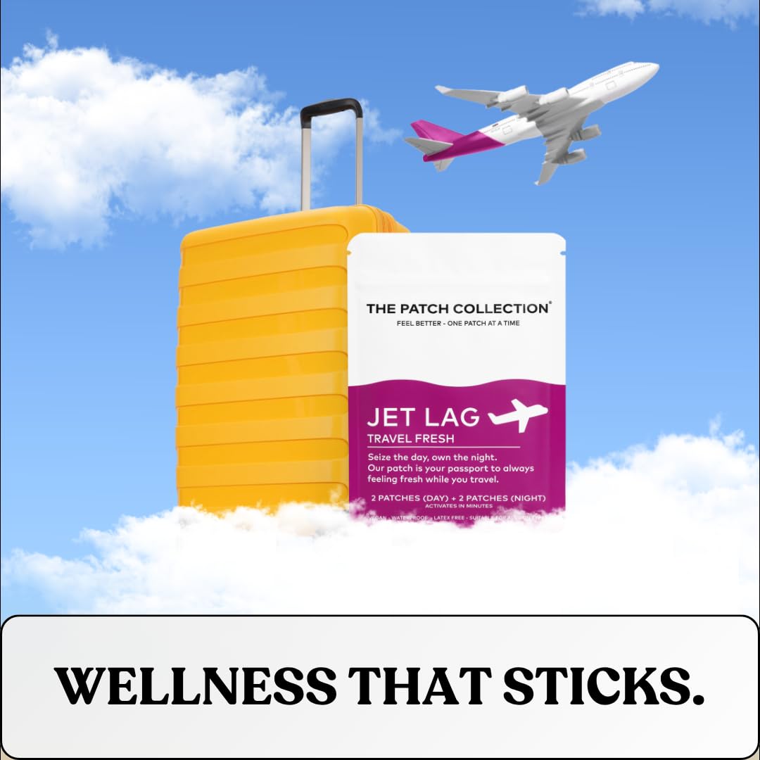 The Patch Collection® - Jet Lag Patch for Day & Night Time Zone Changes | Melatonin, Valerian Root, Passion Flower, Magnesium, Vitamin B1, B2, B3, Turmeric | 100% Natural & Vegan (Pack of 4) The Patch Collection Au supplements