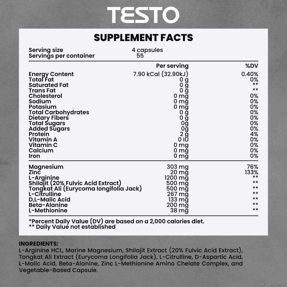 COURA Mens Testo Booster and Multivitamin for Men, 220 Capsules (55 Servings), with Shilajit, Zinc, Magnesium, L-Arginine, and Citrulline, Performance Support COURA Au supplements