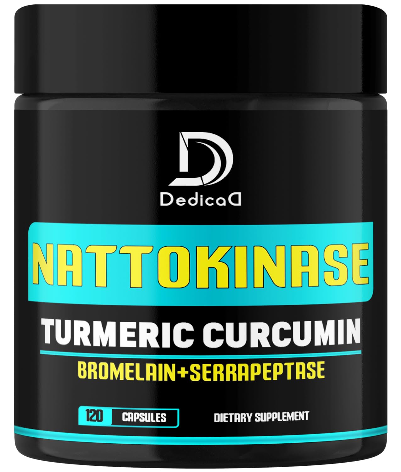 DEDICAD 4-in-1 Nattokinase 2000 Fu, Turmeric, Bromelain, Serrapeptase - Spike Protein Detox - Body Balance, Circulation Health & Immune System - 120 Capsules 4-Month Supply DEDICAD Au supplements
