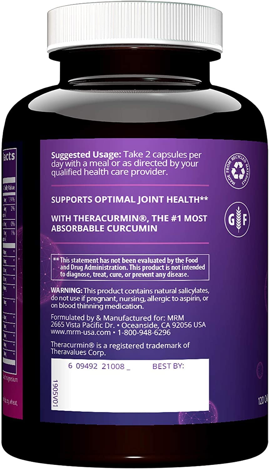 MRM Nutrition Joint Synergy™+ | Joint Health | with Theracurcumin® | Gluten-Free | 120 Capsules MRM Au supplements