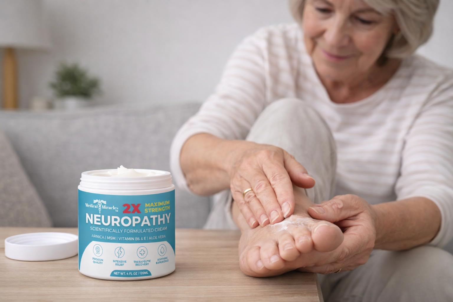 Medical Miracles Neuropathy Cream 2X Strength | Nerve Therapy Max Potency Relief for Feet, Hands, Legs, Toes - Arnica, Vitamin B6, Aloe Vera, MSM - Crafted for Exceptional Relief 4oz Medical Miracles Au supplements