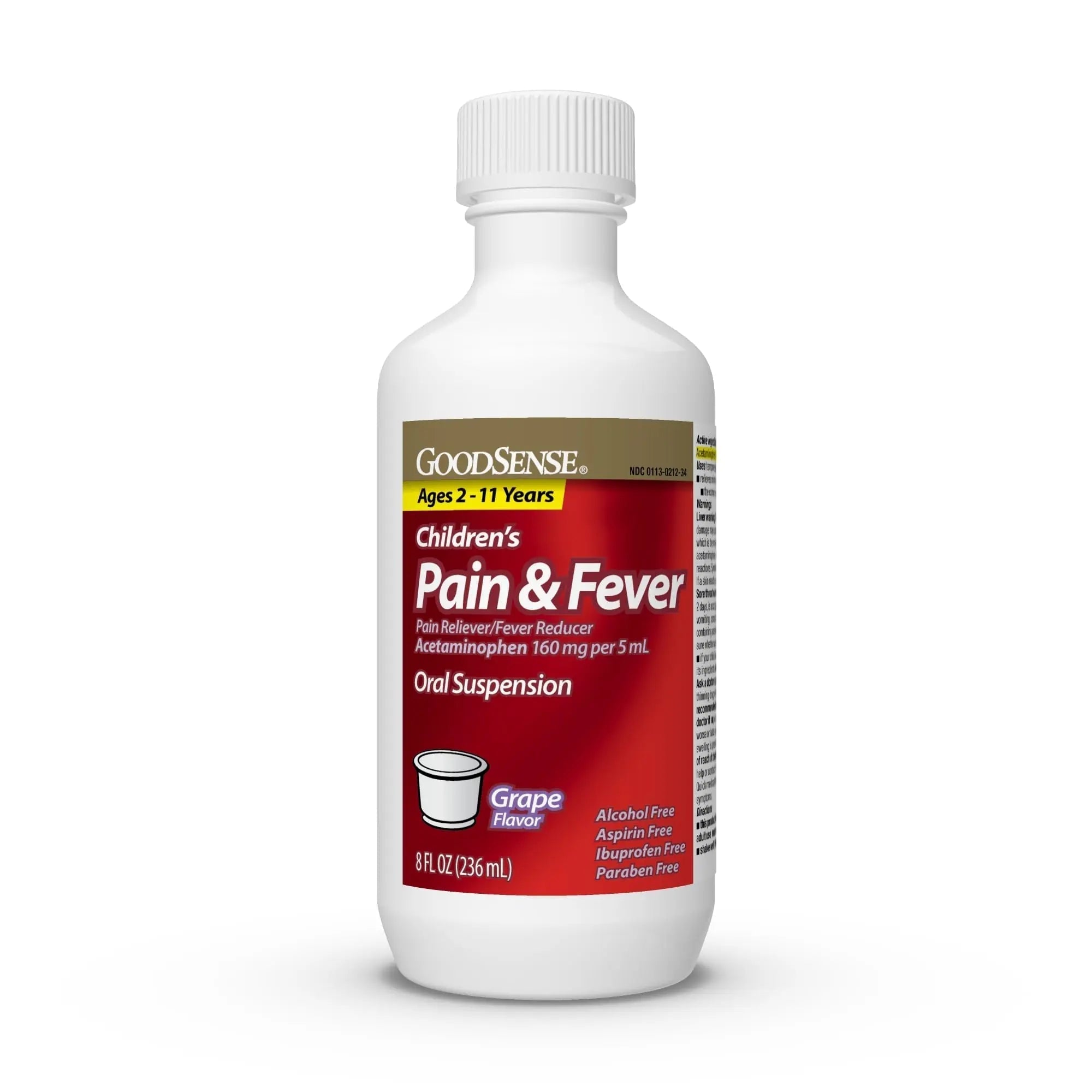 GoodSense Children's Pain and Fever, Acetaminophen 160 mg per 5 mL Oral Suspension, Grape Flavor, 8 FL OZ GoodSense Au supplements