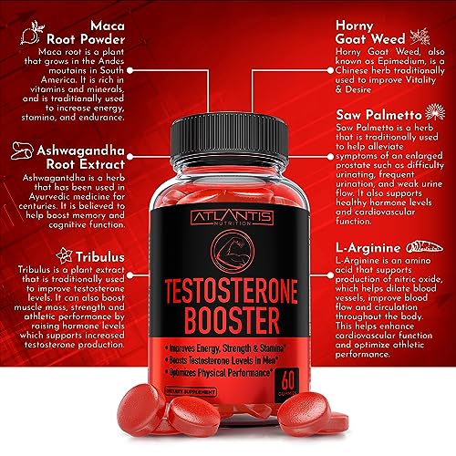 Testosterone Booster For Men Gummies - Enhances Strength & Stamina - Optimizes Physical