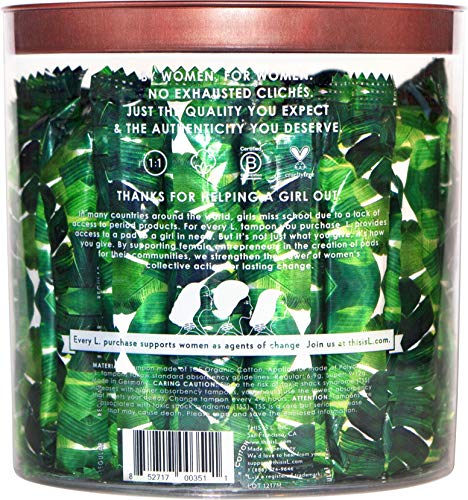 L. Organic Cotton Regular and Super Absorbency Compact Tampons Multipack 30 Count