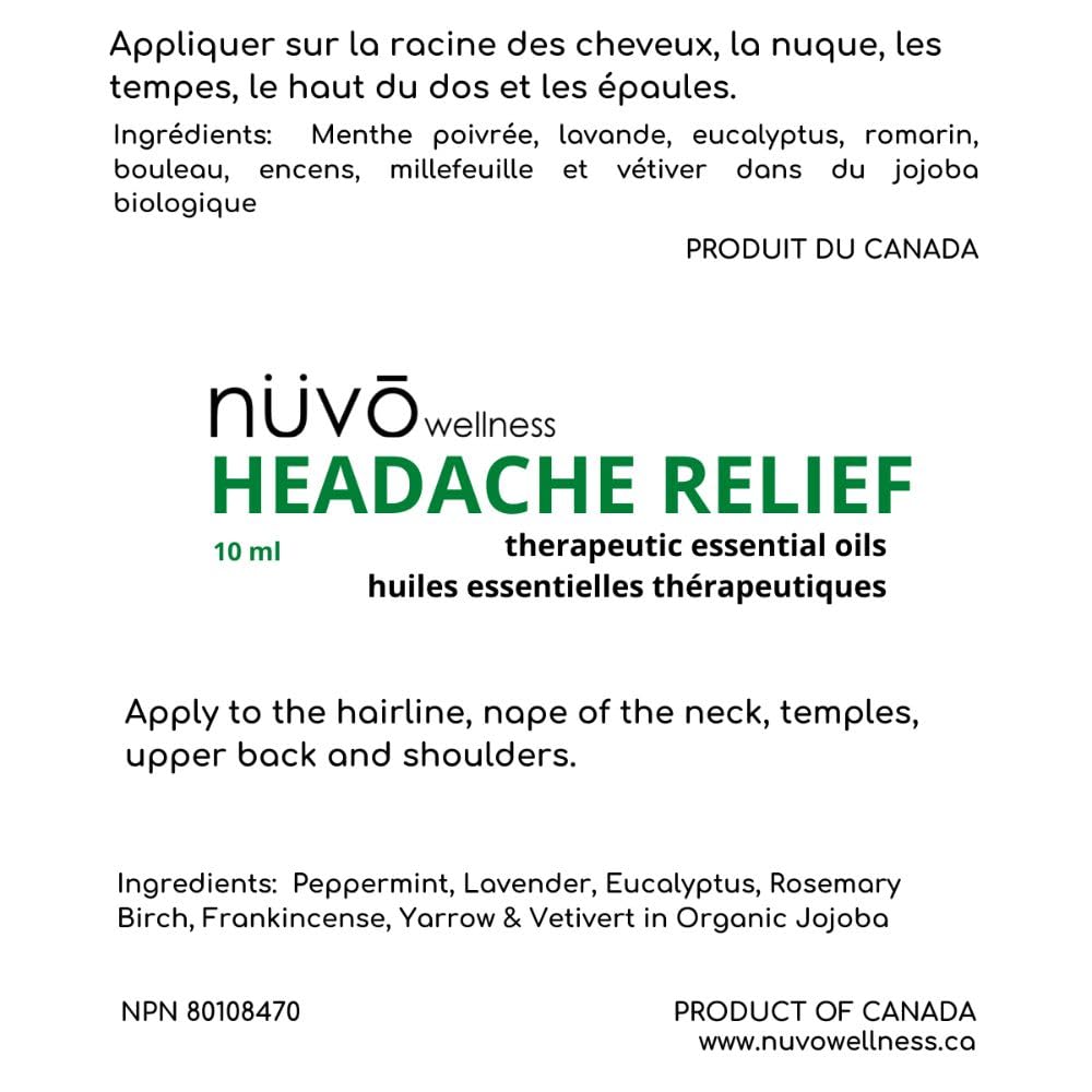 Migraine Relief Roll-On, Made with Peppermint, Lavender, Eucalyptus, & Other Aromatherapy Essential Oils, for Headaches, and Sore Muscles NUVO WELLNESS Au supplements