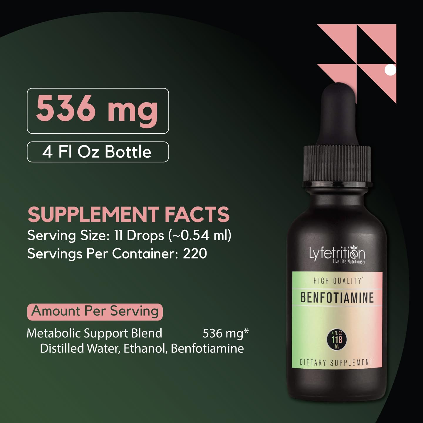 Lyfetrition Benfotiamine 118 ml, 4 FL Oz Liquid, 220 Servings, Made in USA, Quick Absorption, Potent Ingredients, Non-GMO Lyfetrition Au supplements
