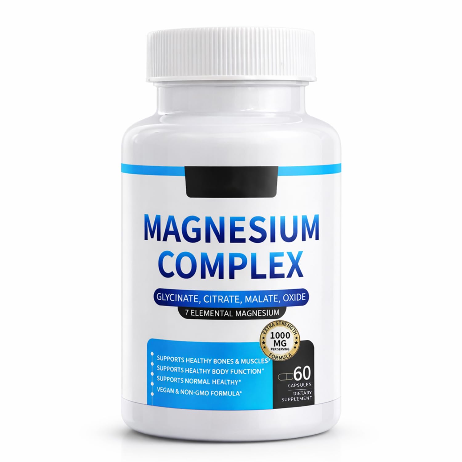 Magnesium Complex for Women & Men 1000mg — 7-in-1 Magnesium (Glycinate, Citrate & Malate) for Sleep Support, Stress Relief, Muscle Recovery — Vegan, 60 Capsules ElixAid Au supplements