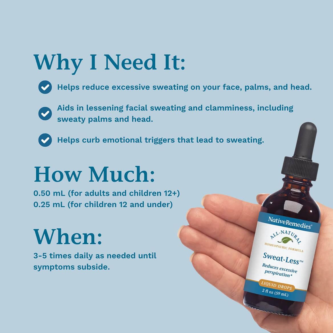 Native Remedies Sweat-Less - Natural Homeopathic Formula for Excessive Sweating, Perspiration and Clamminess - 59 mL Native Remedies Au supplements