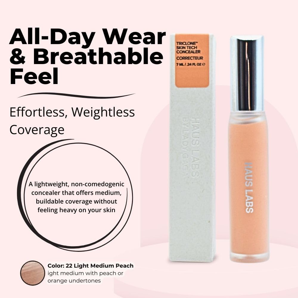 HAUS LABS BY LADY GAGA Triclone Skin Tech Hydrating + De-puffing Concealer with Fermented Arnica 22 Light Medium Peach Haus Laboratories Au supplements