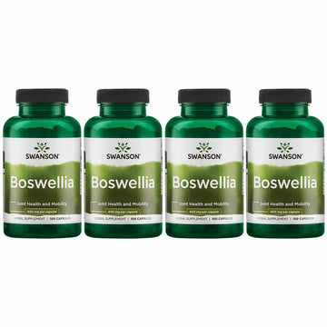 Swanson Boswellia - Herbal Supplement Promoting Joint Support - Ayurvedic Herb for Joint Flexibility & Mobility Support - Made with Boswellia Serrata Resin - (100 Capsules) (4 Pack) Swanson Au supplements