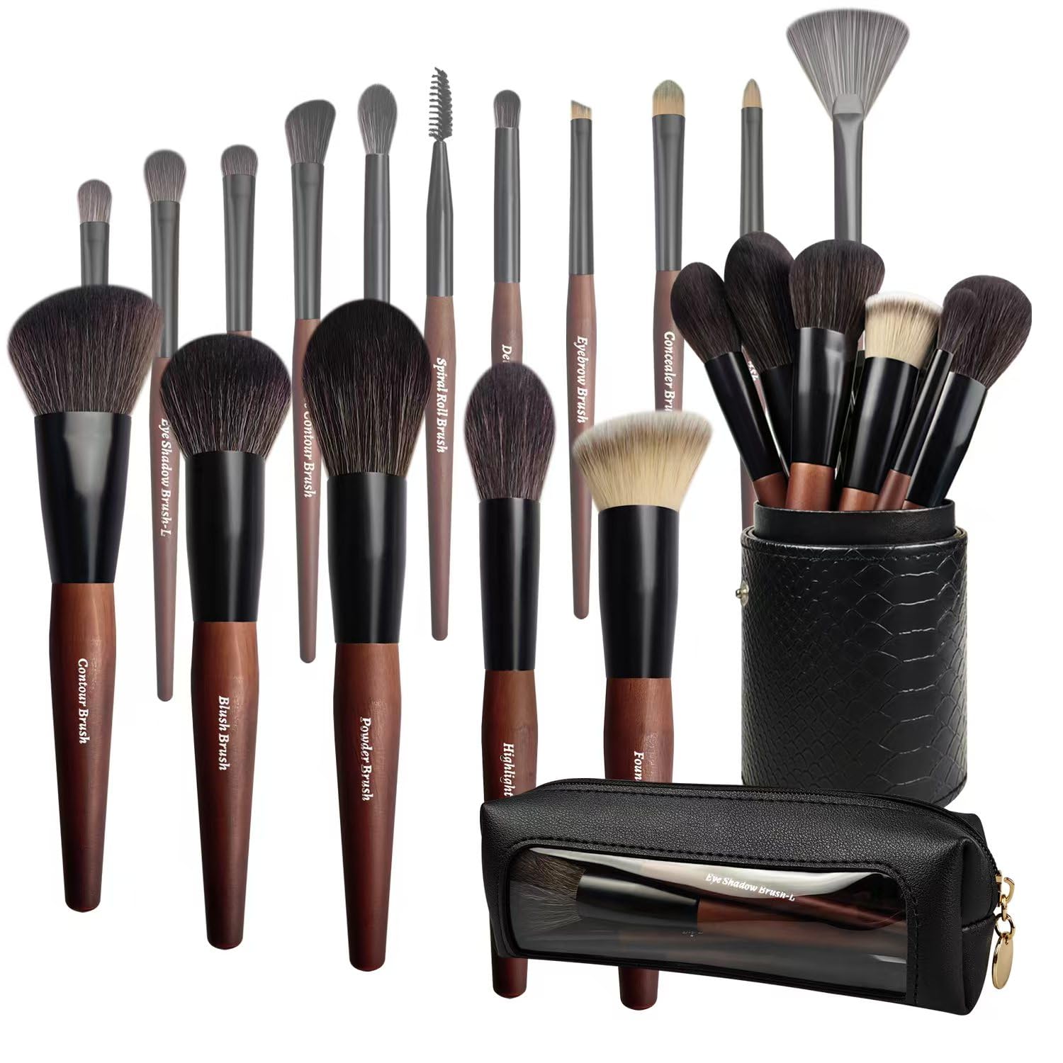 Makeup Brushes 16 Pcs Makeup Brush Set Professional, Wood Handle Travel Make Up Brushes Set with Case, Premium Cruelty-Free Synthetic Fiber Hair Makeup Brush Kit with Holder Zylsnice Au supplements