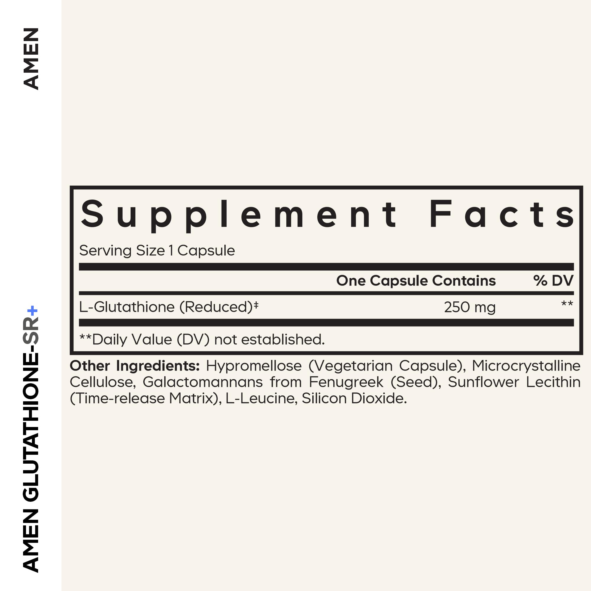 Amen Glutathione-SR+ Advanced Sustained-Release Supplement - 2-Month Supply - Reduced L-Glutathione - Galactomannans Fenugreek Seed - Time-Reduced Matrix - Non-GMO - 60 Capsules Amen Au supplements