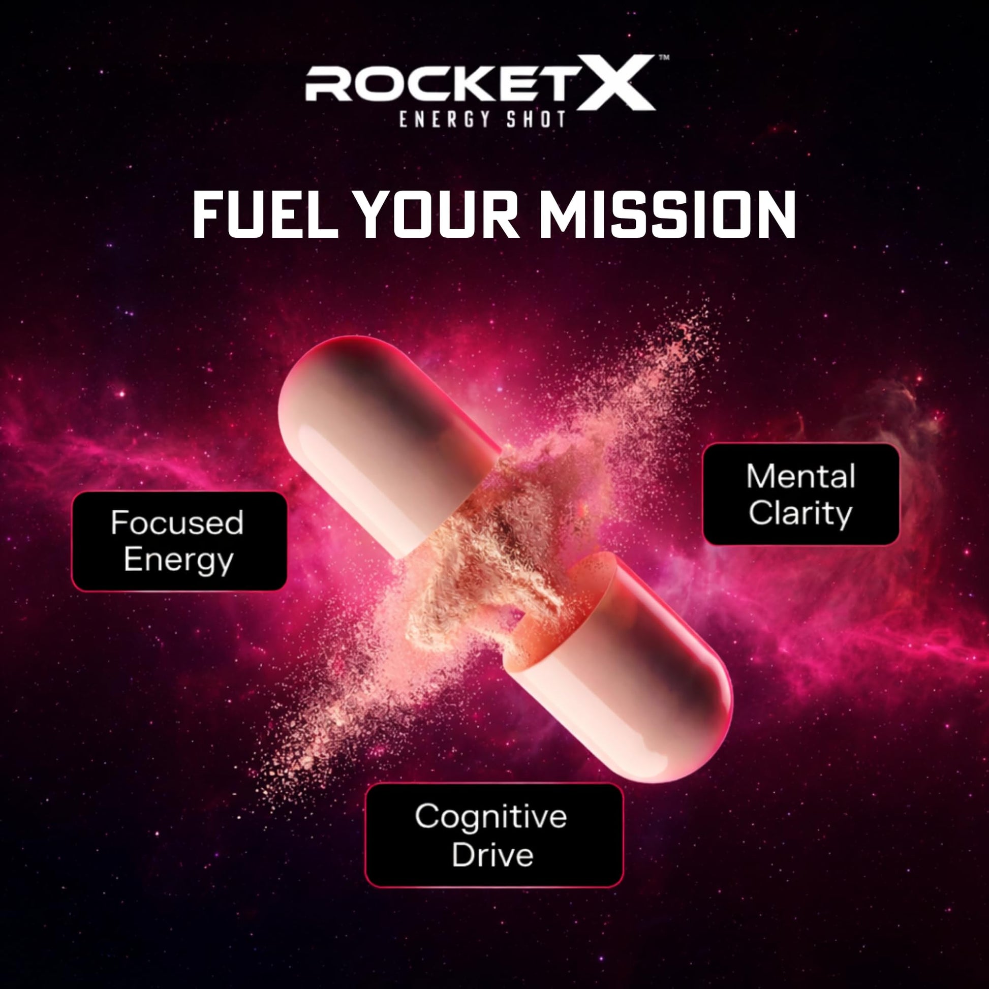 RocketX Dopamine Tech Brain Food Supplement, with L-Tyrosine and B Vitamins for Focus, Mental Clarity and Cognitive Drive, Vegan Capsules, 90 Capsules RocketX Energy Au supplements