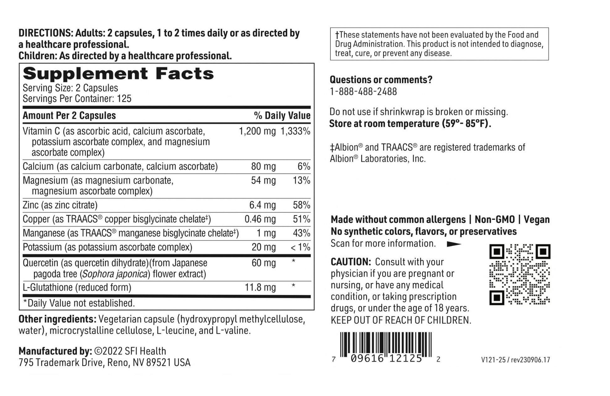 SFI Health Klaire Labs Buffered Vitamin C Capsules with Quercetin Bioflavonoids & L-Glutathione to Support Immune Function & Antioxidant Protection - Hypoallergenic & Gentle on Stomach (250 Capsules) SFI Health Au supplements