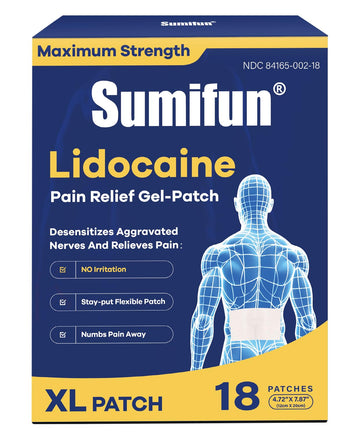 Sumifun 4% Lidocaine XL Pain Patches | Extra Large 4.72"x7.87" for Full Back & Thigh Coverage | Maximum Strength OTC Numbing | 8-Hour Medical Adhesion (X-Large, Count, 18) Sumifun Au supplements