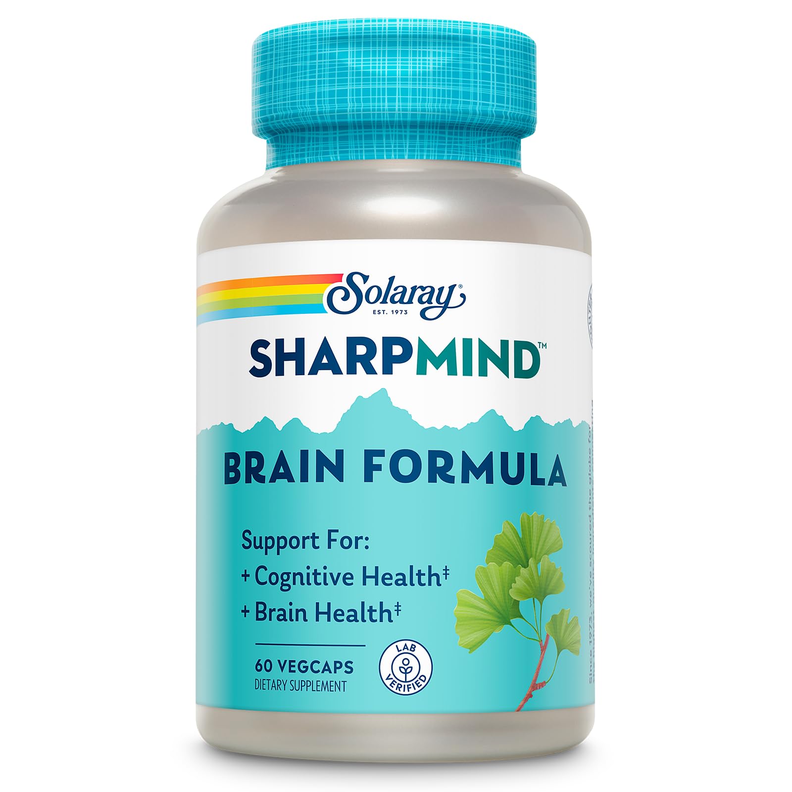 SOLARAY SharpMind Brain Support Formula - Nootropic Brain Supplements - Cognitive and Brain Health Support with Ginkgo Biloba - 60-Day Guarantee, 60 Servings, 60 VegCaps SOLARAY Au supplements