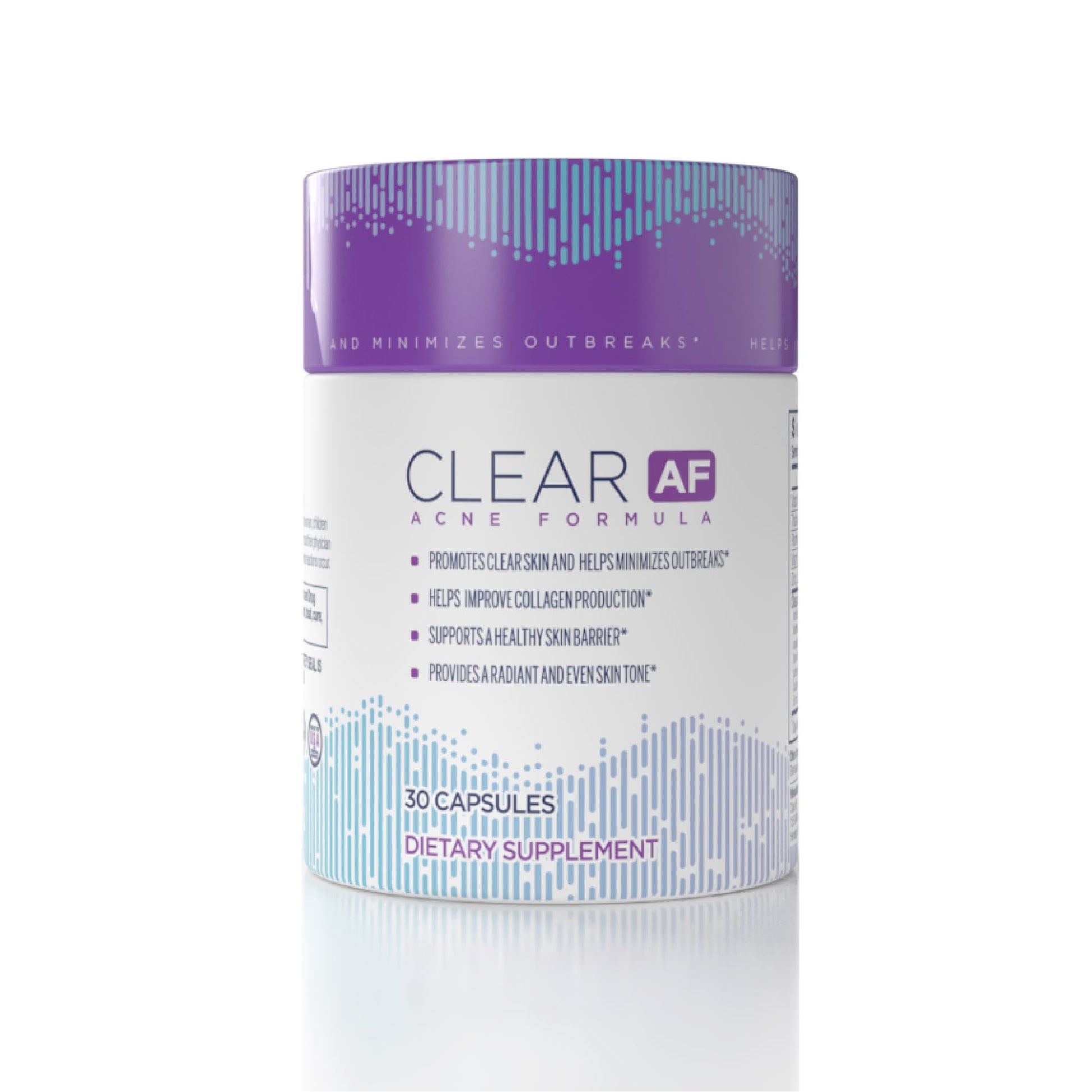 Clear AF Clear Skin Supplement | Skin Barrier Hydration & Clear Complexion Support with Vegan Ceramides, Zinc, Vitamin D3, B6, Riboflavin & Thiamine | Vegan Capsules | 30-Day Supply Clear AF Au supplements