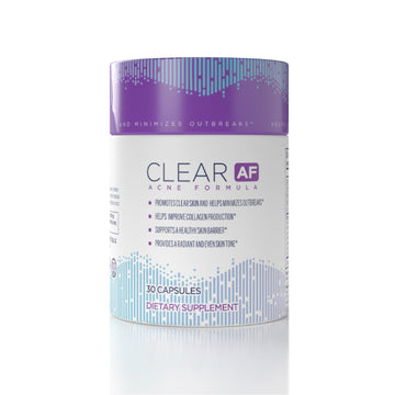 Clear AF Clear Skin Supplement | Skin Barrier Hydration & Clear Complexion Support with Vegan Ceramides, Zinc, Vitamin D3, B6, Riboflavin & Thiamine | Vegan Capsules | 30-Day Supply Clear AF Au supplements