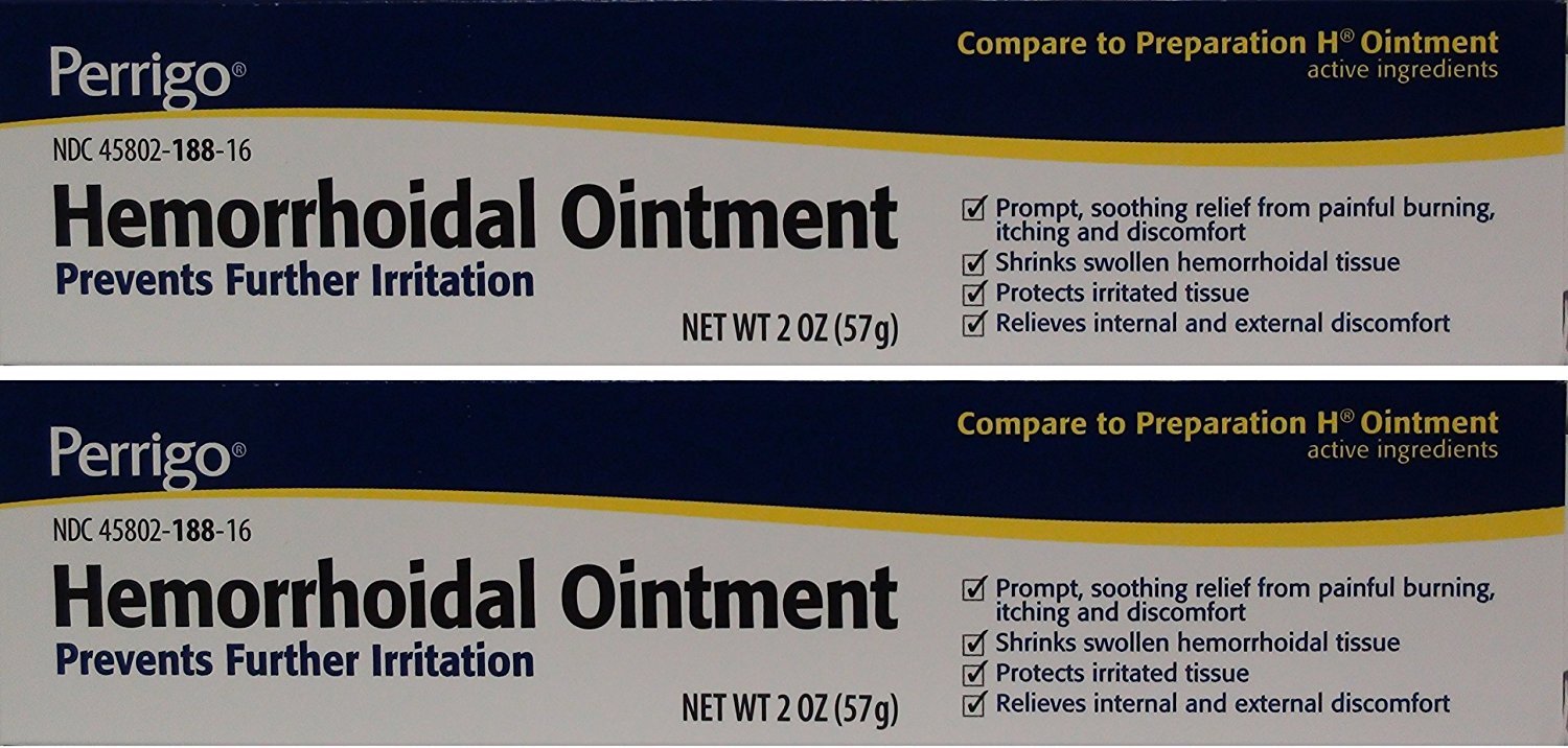 Hemorrhoidal Pain Relief Ointment Generic for Preparation H for Fast Relieves of Internal and External Hemorrhoid Symptoms 2 oz. Per Tube Pack of 2 Total 4 oz. PERRIGO PHARMACEUTICALS Company Au supplements