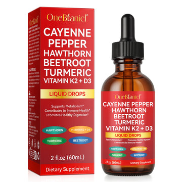Cayenne Pepper Drops Supplement Liquid, Blend of Hawthorn Berry, Beetroot, Turmeric, VIT K2+D3, Daily Health Boost (2oz) REVIGLAM Au supplements