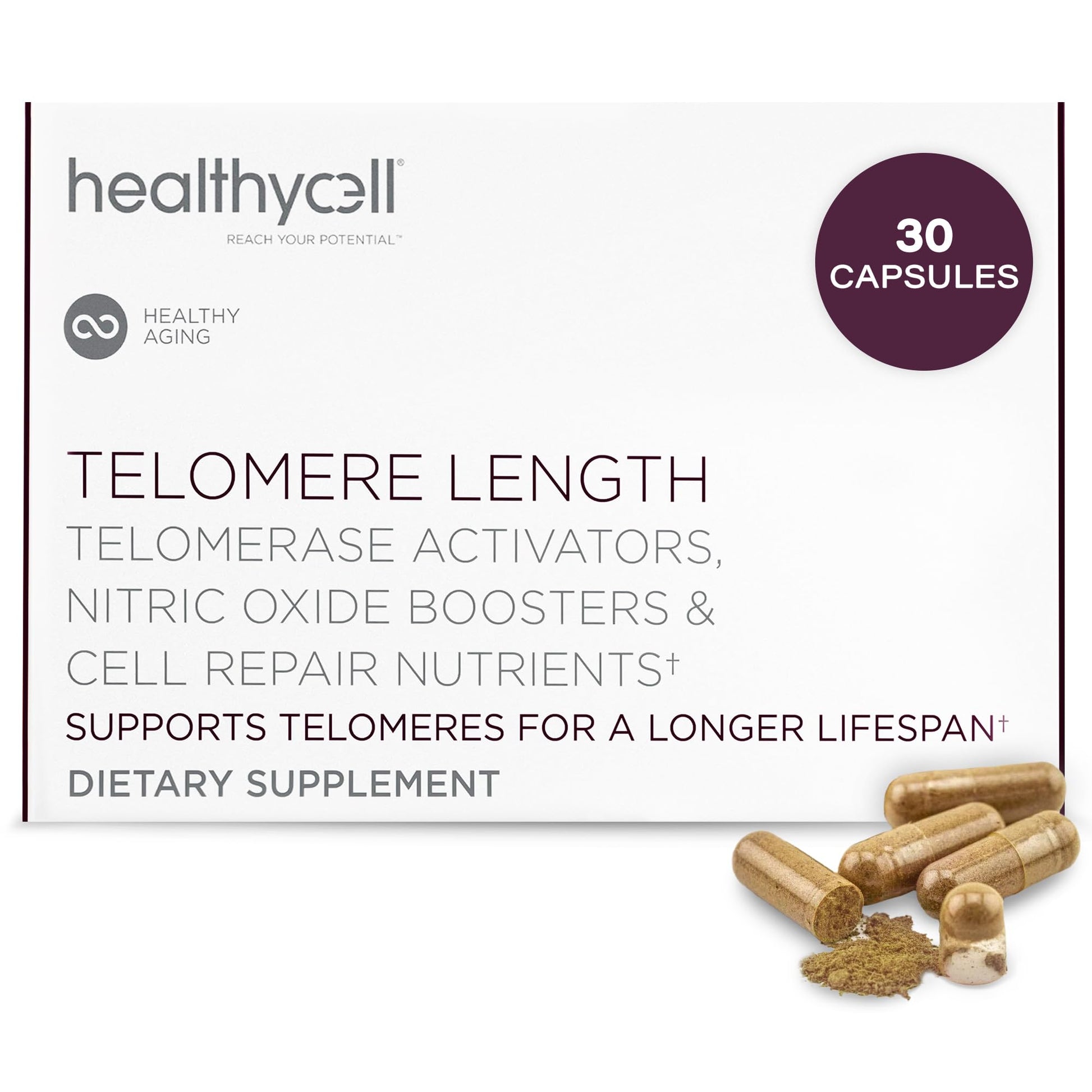 Healthycell Telomere Length Supplement - Anti-Aging Telomere Lengthening Supplements with Phytonutrients & Vitamins for Cellular Health - AC-11, Astragalus & Resveratrol - 30 Capsules Healthycell Au supplements