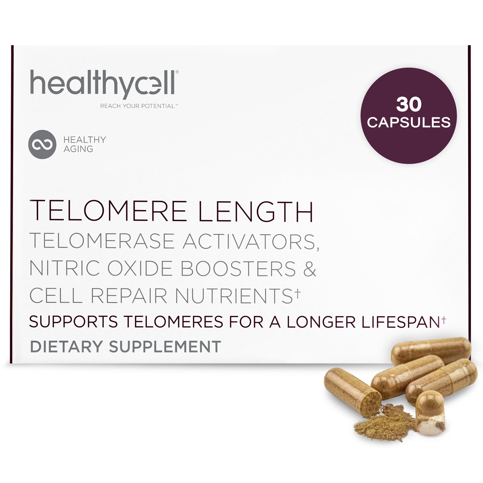 Healthycell Telomere Length Supplement - Anti-Aging Telomere Lengthening Supplements with Phytonutrients & Vitamins for Cellular Health - AC-11, Astragalus & Resveratrol - 30 Capsules Healthycell Au supplements