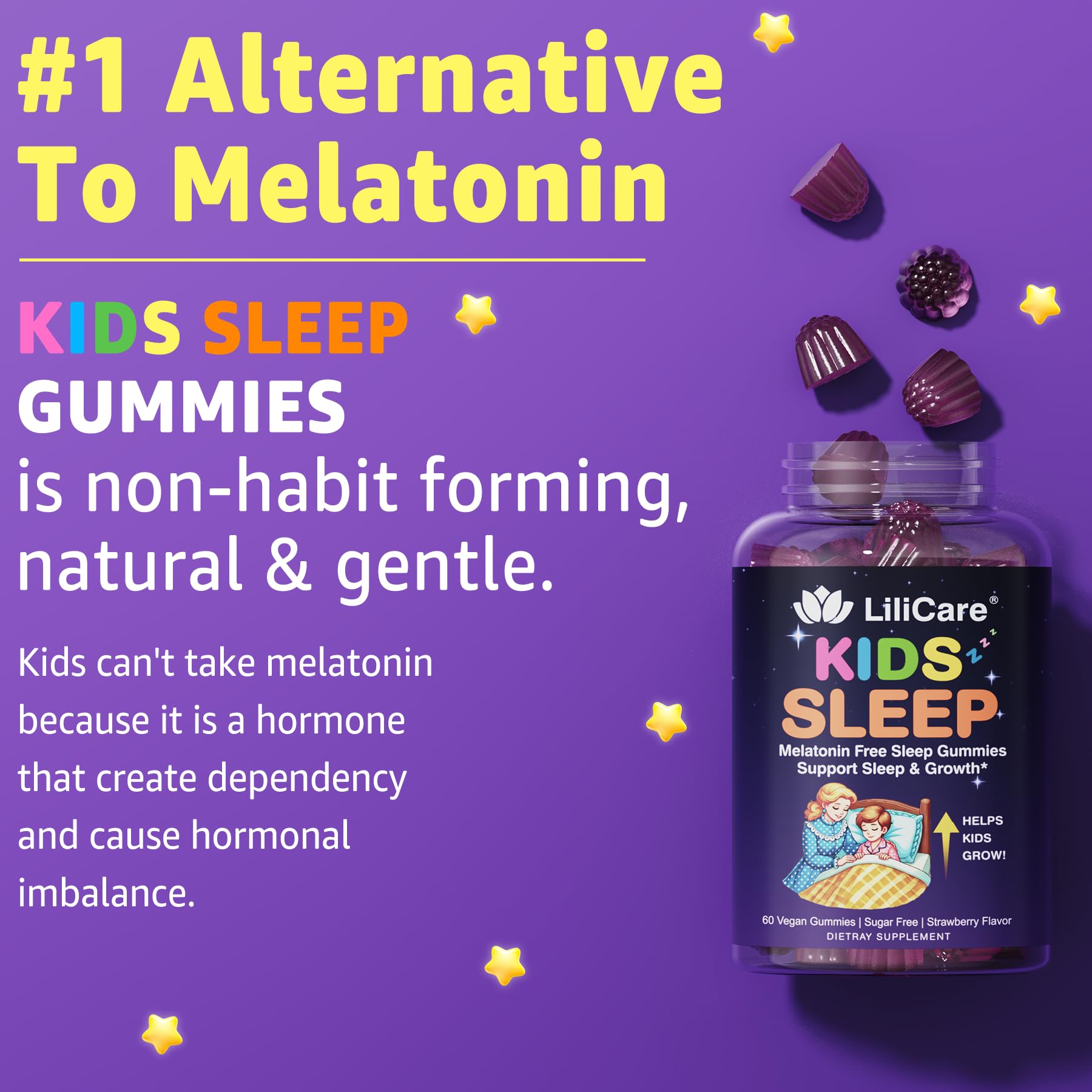 LILICARE Kids Sleep Gummies - Magnesium Glycinate Gummies, Melatonin Free Sleep Aid | Magnesium, Calcium, D3, B6, L Theanine | Kid Melatonin Alternative for Restful Sleep (Pack of 2) LILICARE Au supplements