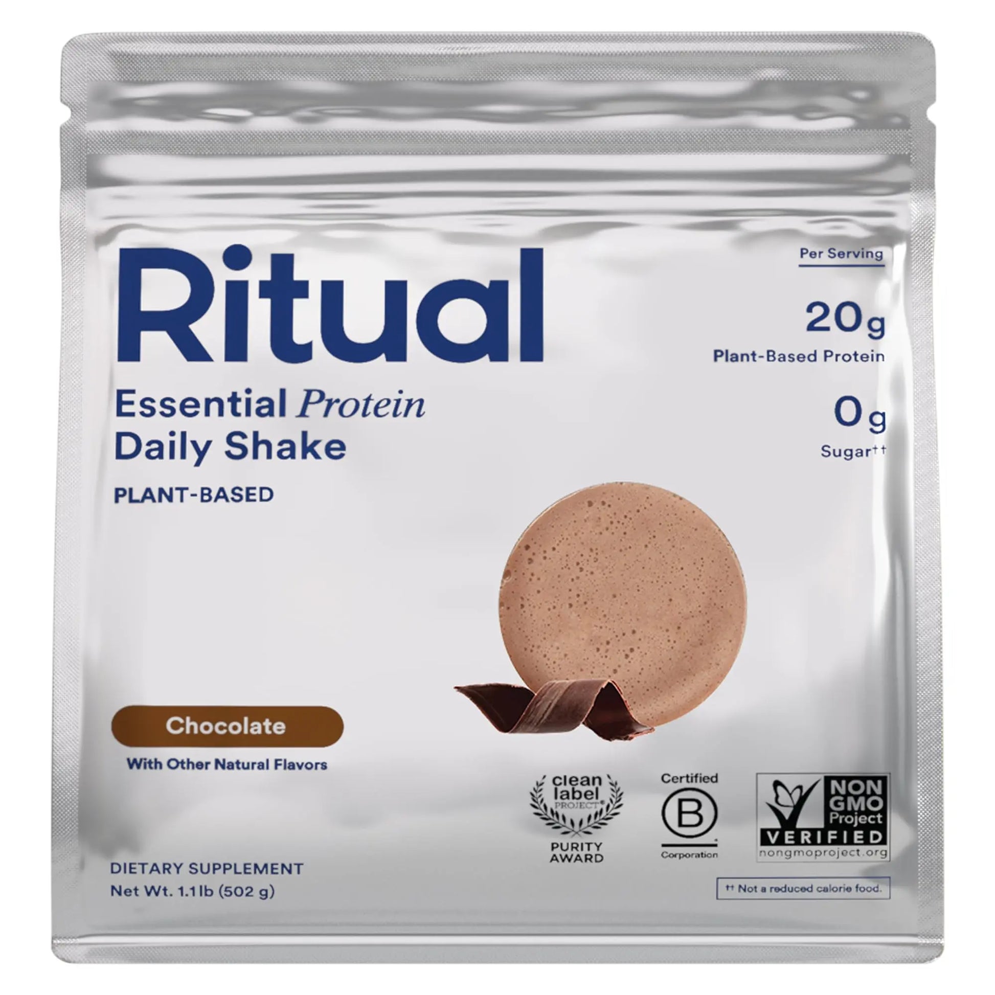 Ritual Pea Protein Powder with BCAA: 20g Organic Vegan Plant-Based Protein from Regenerative Farms in North America, Complete Amino Acid Profile, Gluten Free, Sugar Free‡, Dairy Free, Chocolate, 1 Lbs Ritual Au supplements