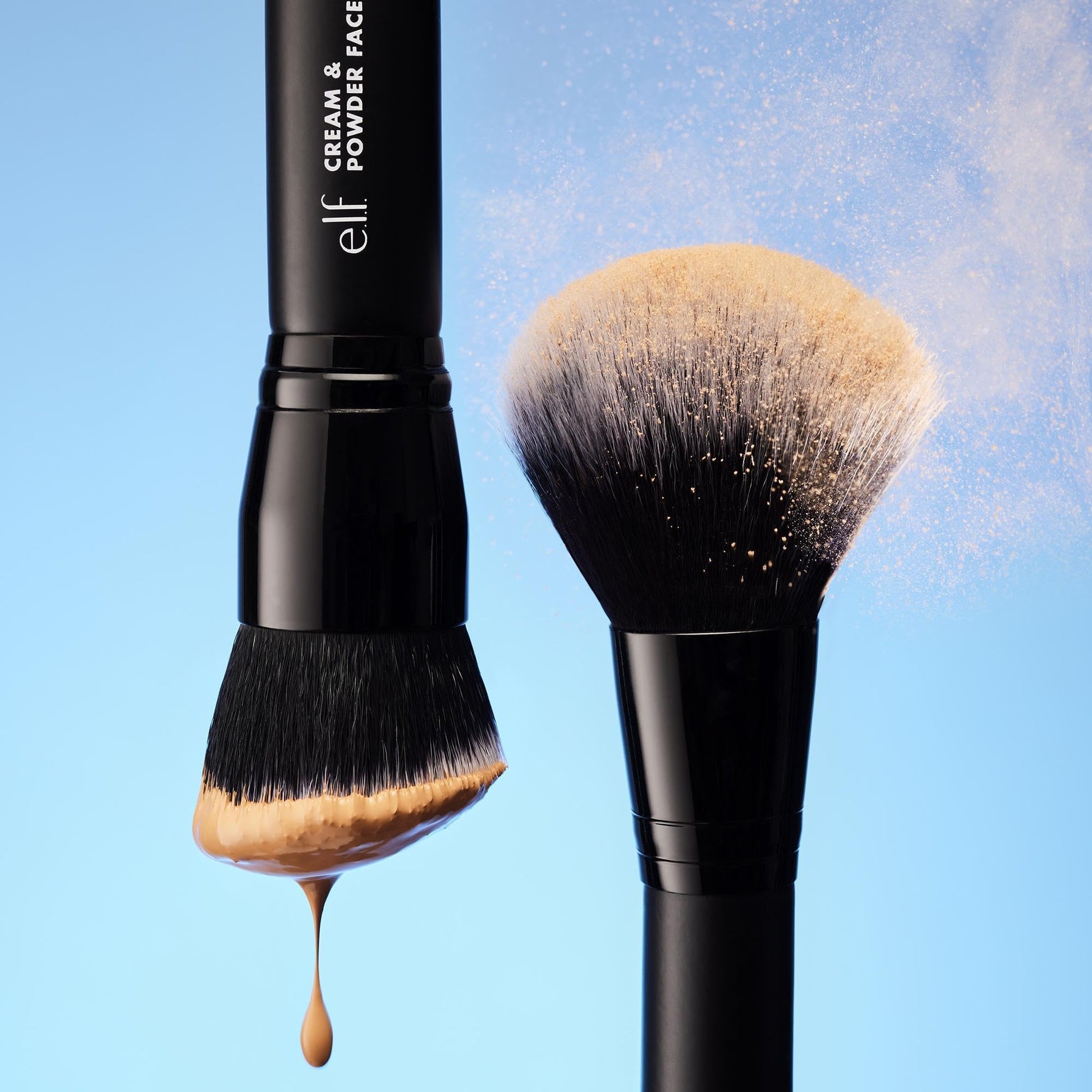 e.l.f. Dual-Ended Cream + Powder Brush, Two-in-One Makeup Brush For Creating A Gorgeous, Airbrushed-looking Complexion, Vegan & Cruelty-free e.l.f. Au supplements
