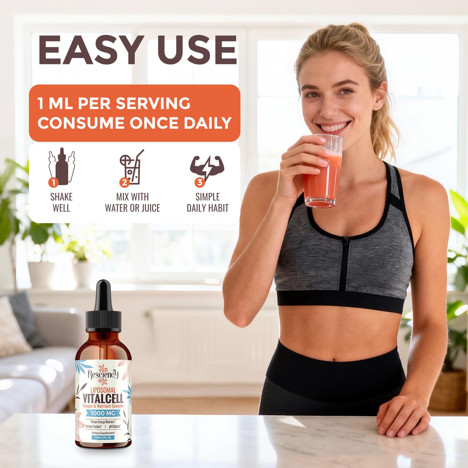 13-in-1 Liquid Oxygen Boost & Nutrient Supplement, Liposomal Optimized-Delivery Blend with Trace Minerals, Amino Acids, CoQ10, B Vitamins & Fulvic Acid, Daily Wellness Liquid Oxygen Drops, 2 fl oz Resciency Au supplements